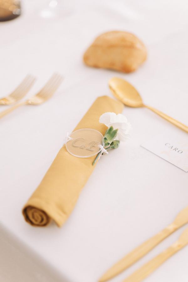 Serviette de table jaune moutarde décoration mariage bretagne